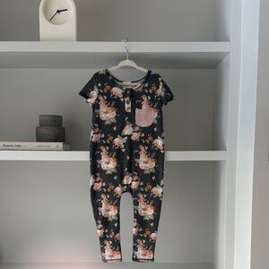 Floral Pink Pocket Overalls for Kids